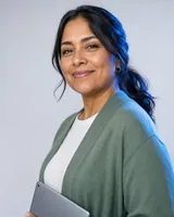 Portrait of Carmen, the fictional persona of the Onboarding Agent, an AI agent