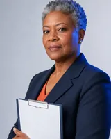 Portrait of Beatrice, the fictional persona of the QA Orchestrator, an AI agent