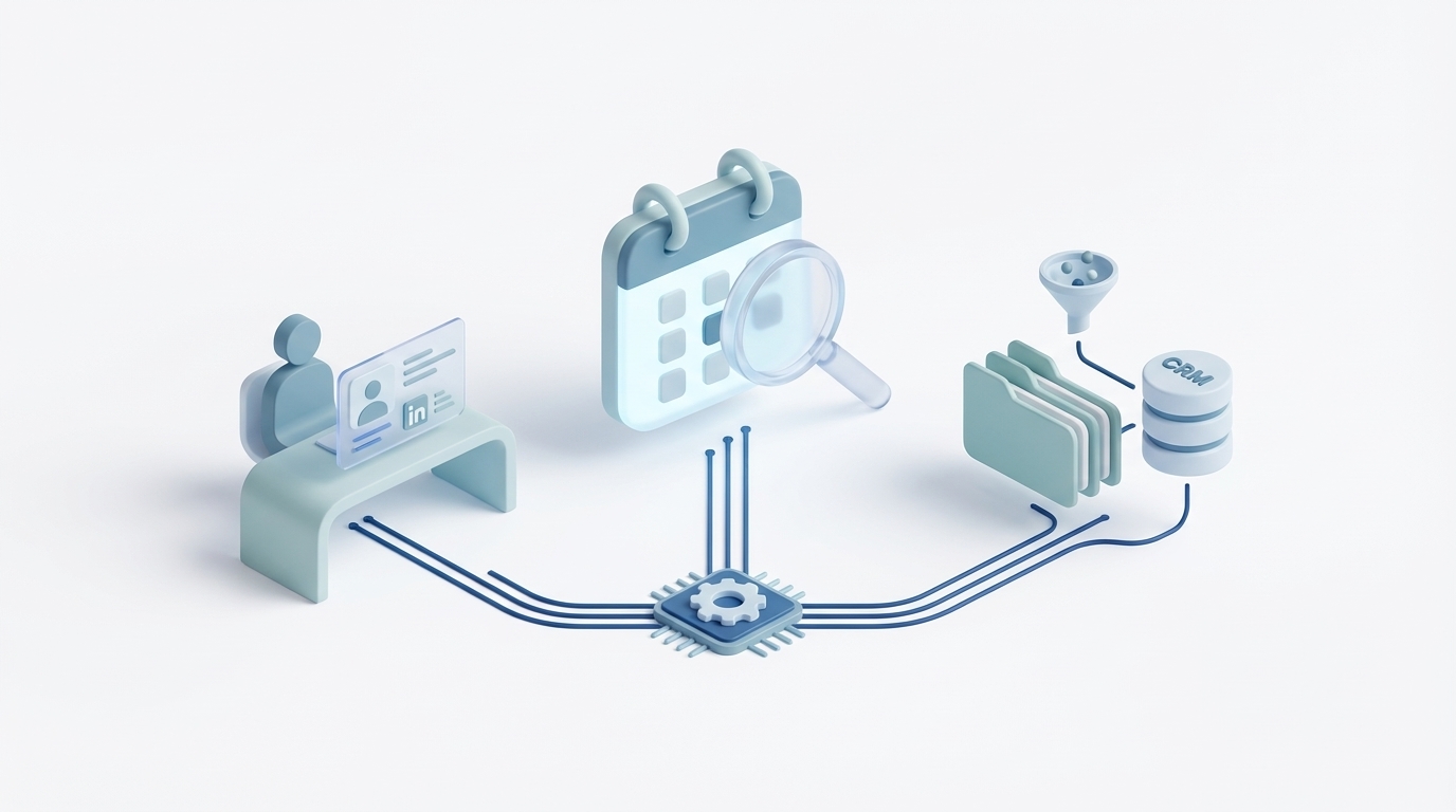 AI agent pulling data from multiple sources for automated prospect research