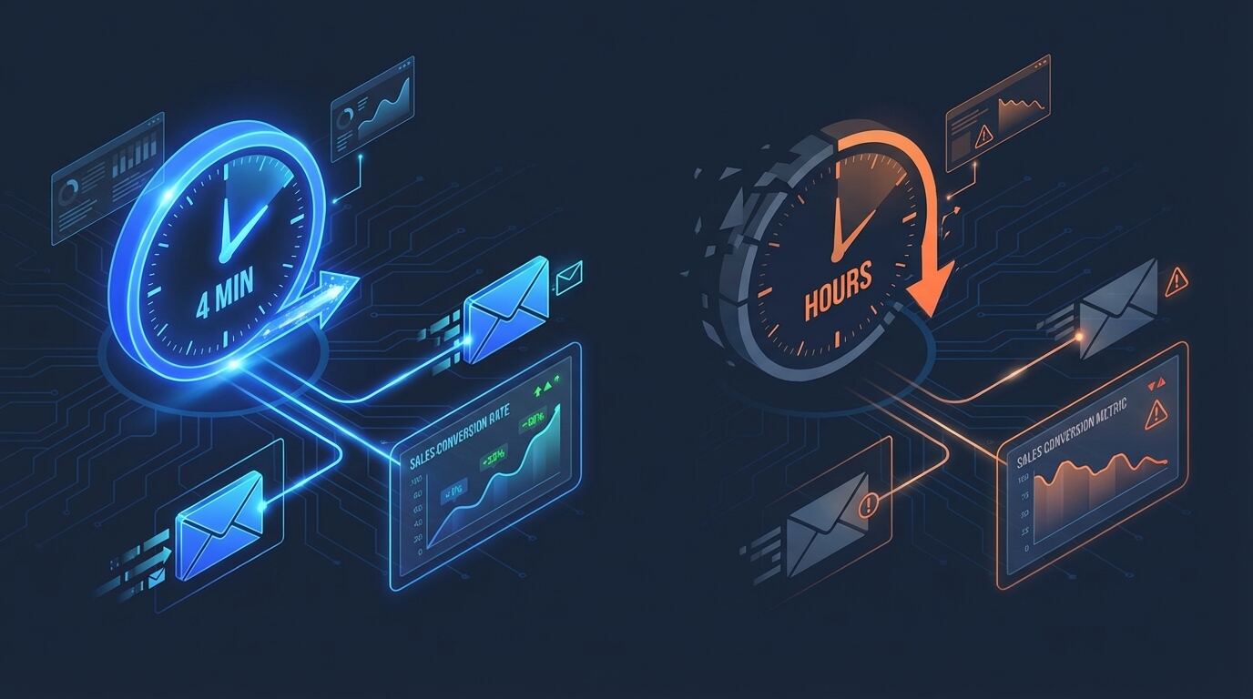 Speed-to-response visualization showing fast AI follow-up improving sales conversion rates