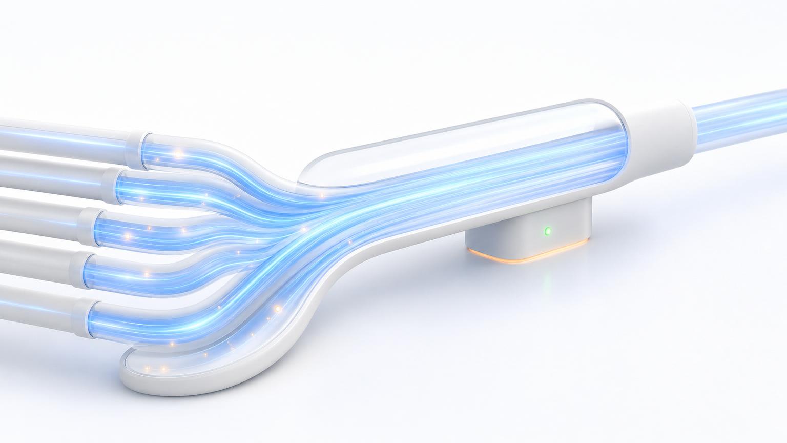 Streams of light routed efficiently through a clean structured channel.