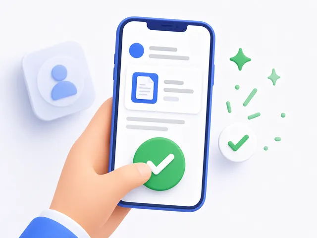 A phone showing one request and a large green approve button