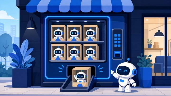 A vending machine stocked with AI agent robots